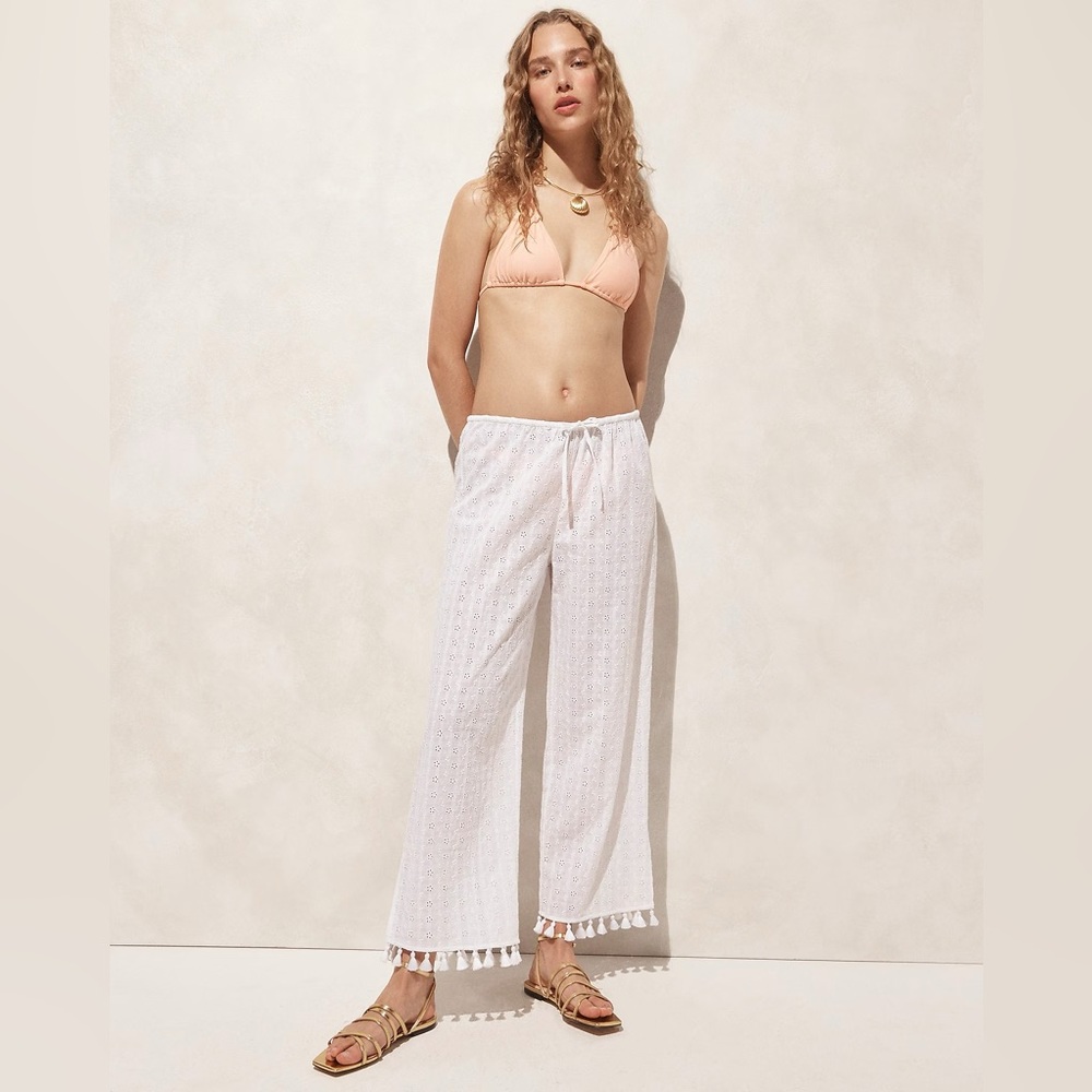 J.Crew Eyelet beach pant with tassels CA881